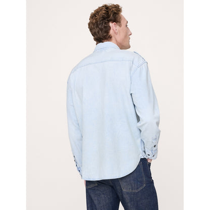 Men's Relaxed-Fit Washed Denim Utility Shirt