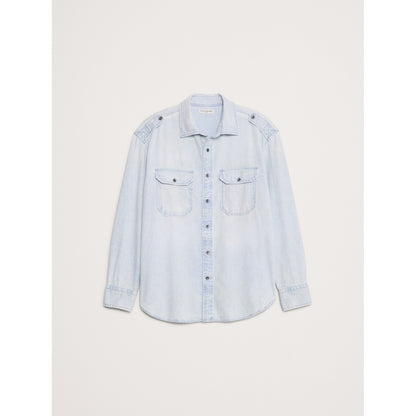 Men's Relaxed-Fit Washed Denim Utility Shirt