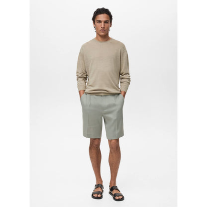 100% Linen Bermuda Shorts With Pleats