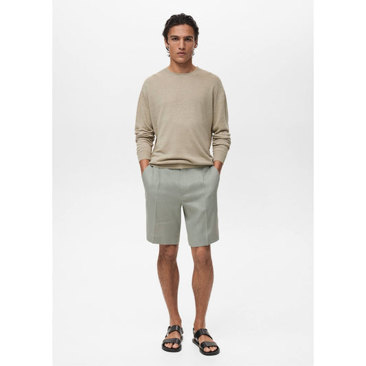 100% Linen Bermuda Shorts With Pleats