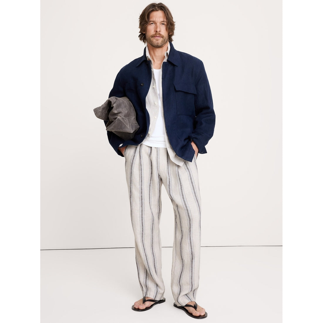 Men's Loose Linen Pull-On Beach Pant