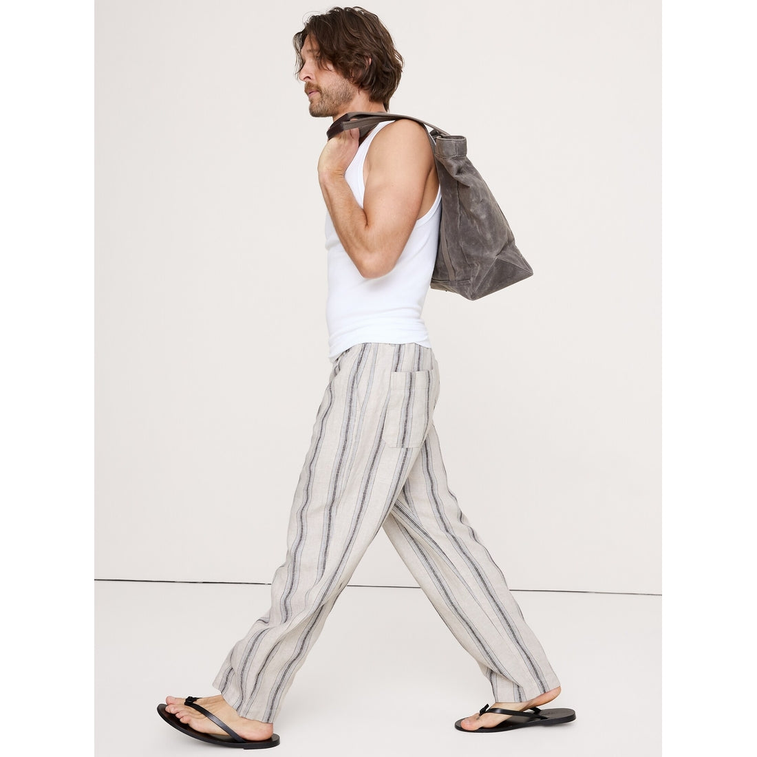 Men's Loose Linen Pull-On Beach Pant