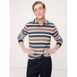 Men's Relaxed Stripe Cotton Johnny-Collar Polo Shirt