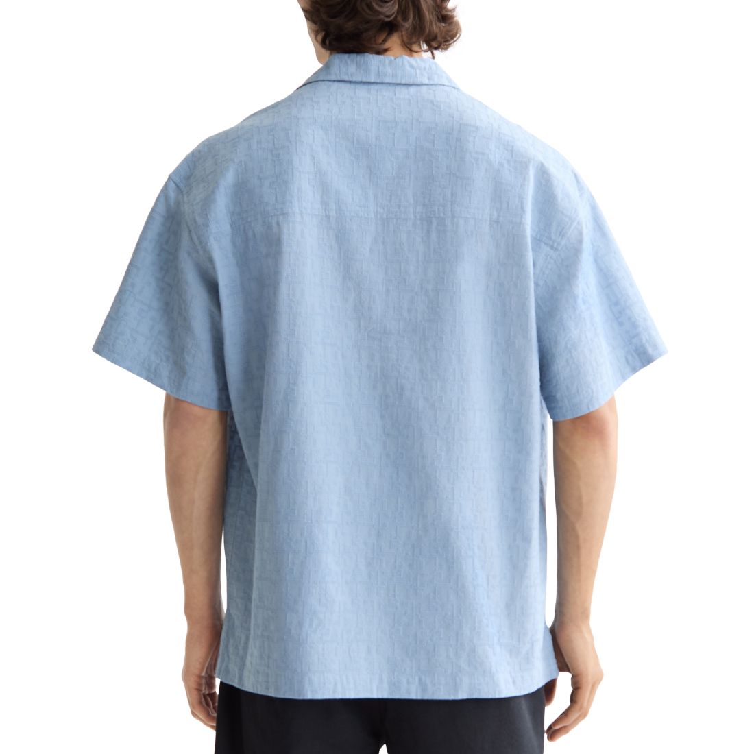 Scotch & Soda Men's Relaxed Fit Short Sleeve Cross Hatch Button-Front Camp Shirt