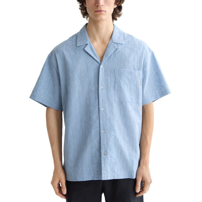 Scotch & Soda Men's Relaxed Fit Short Sleeve Cross Hatch Button-Front Camp Shirt
