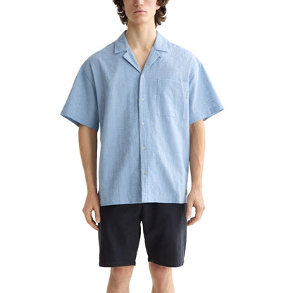 Scotch & Soda Men's Relaxed Fit Short Sleeve Cross Hatch Button-Front Camp Shirt