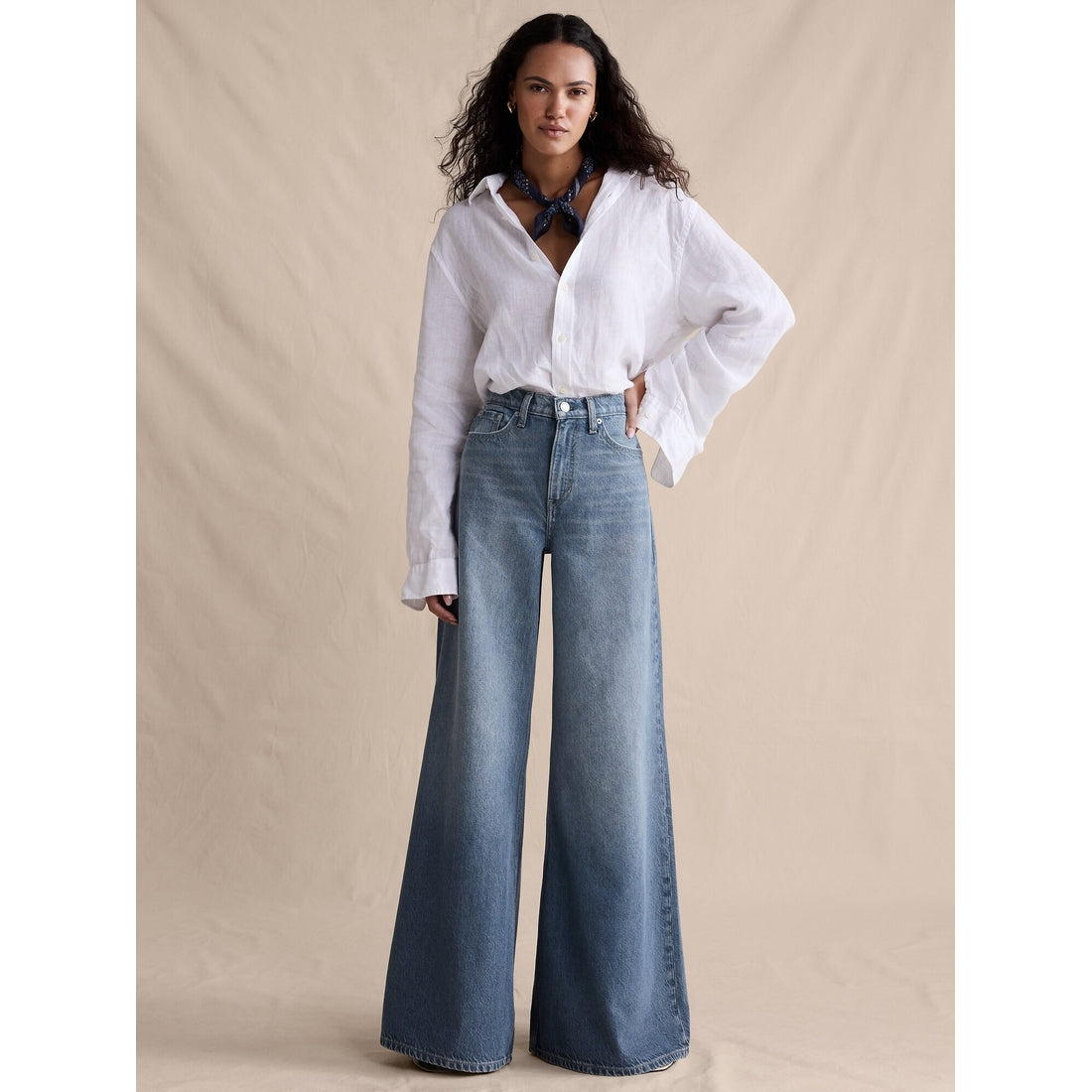 Women's High-Rise Wide-Leg Lightweight Palazzo Jean