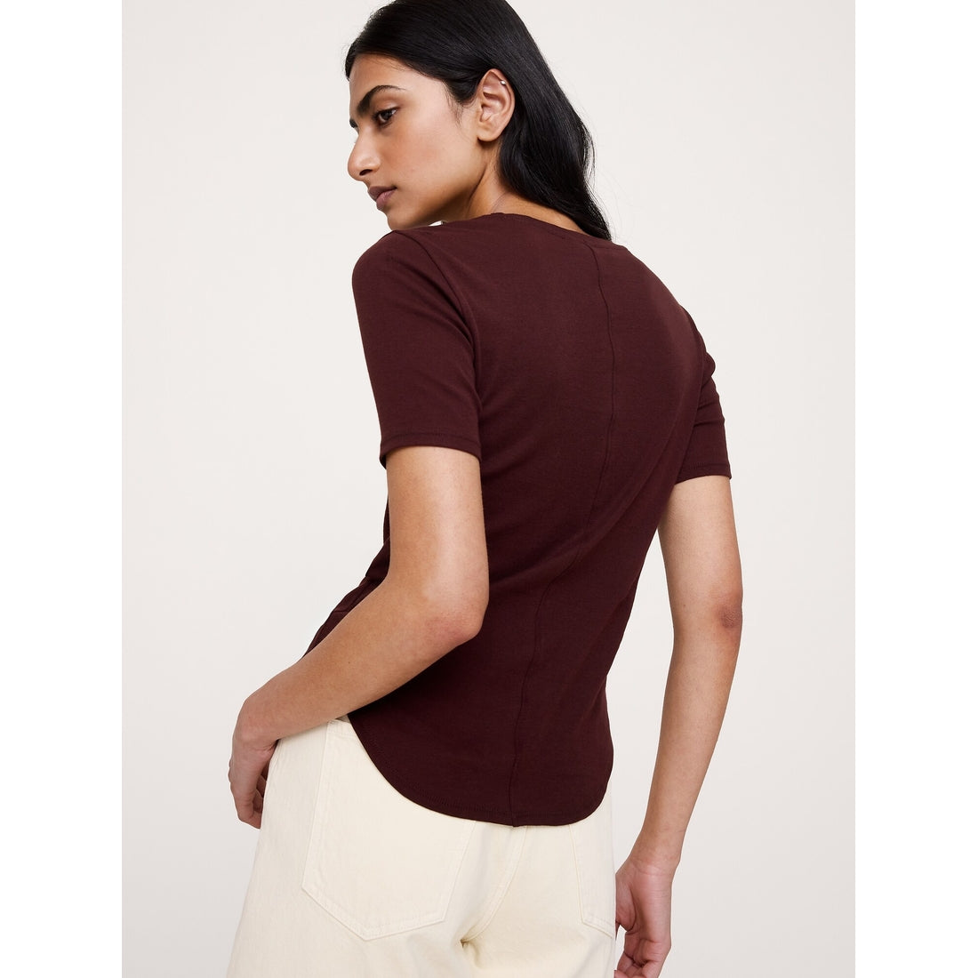 Women's Airy Cotton Elbow-Sleeve T-Shirt