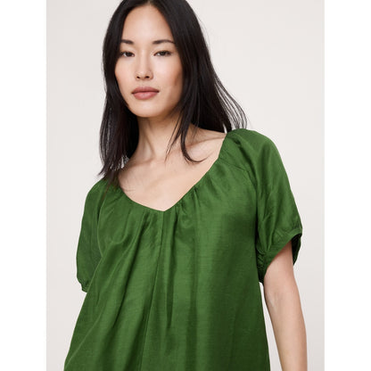 Women's Viscose-Linen Puff-Sleeve Mini Dress