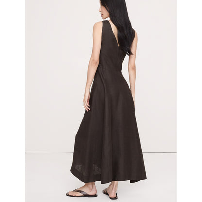 Women's Linen Pocket Maxi Dress