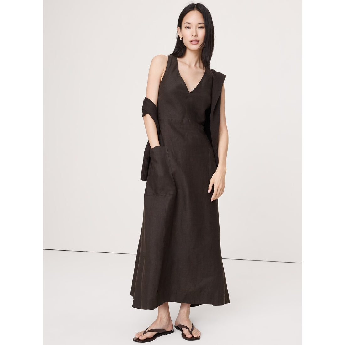 Women's Linen Pocket Maxi Dress