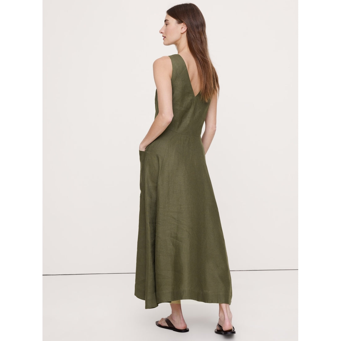 Women's Linen Pocket Maxi Dress