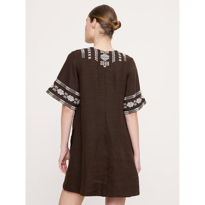Women's Embroidered Linen Mini Dress