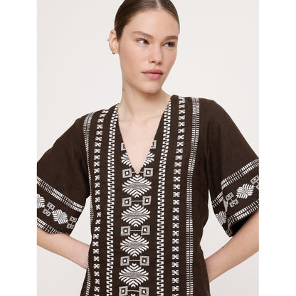 Women's Embroidered Linen Mini Dress