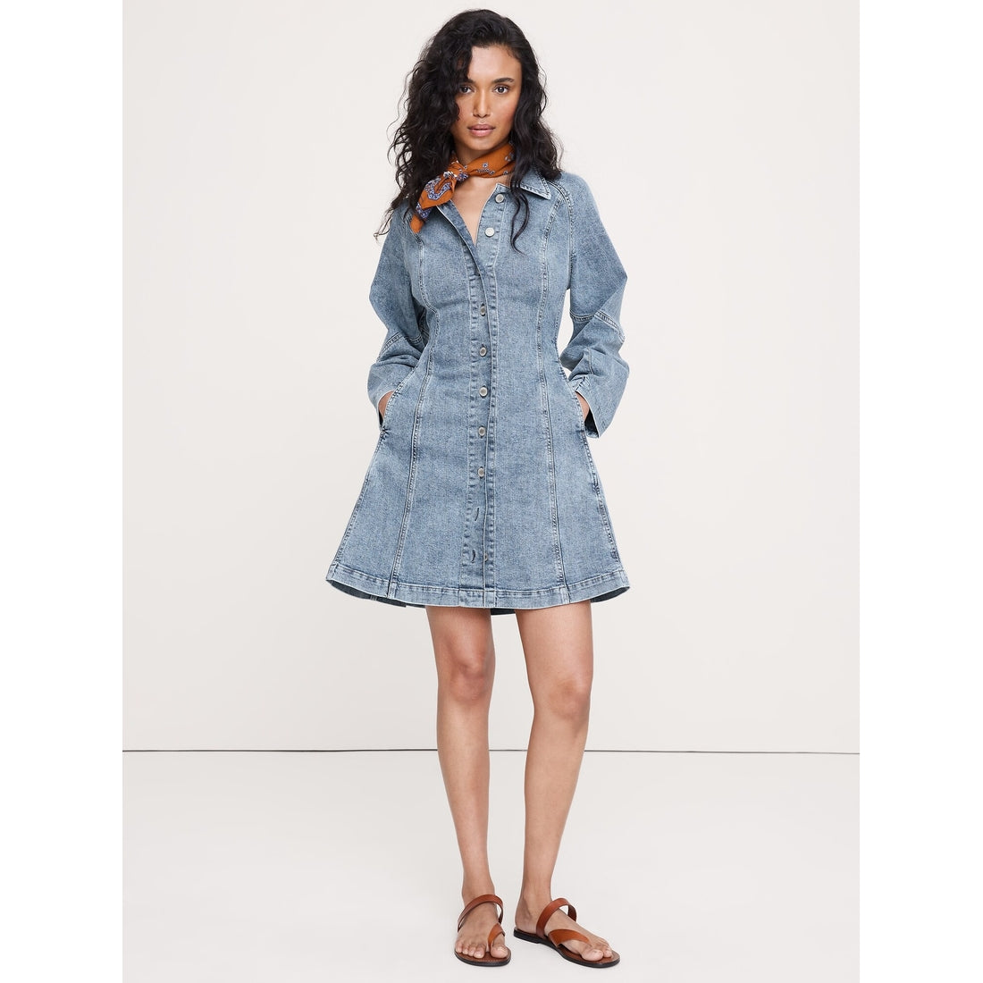 Women's Seamed Denim Mini Dress