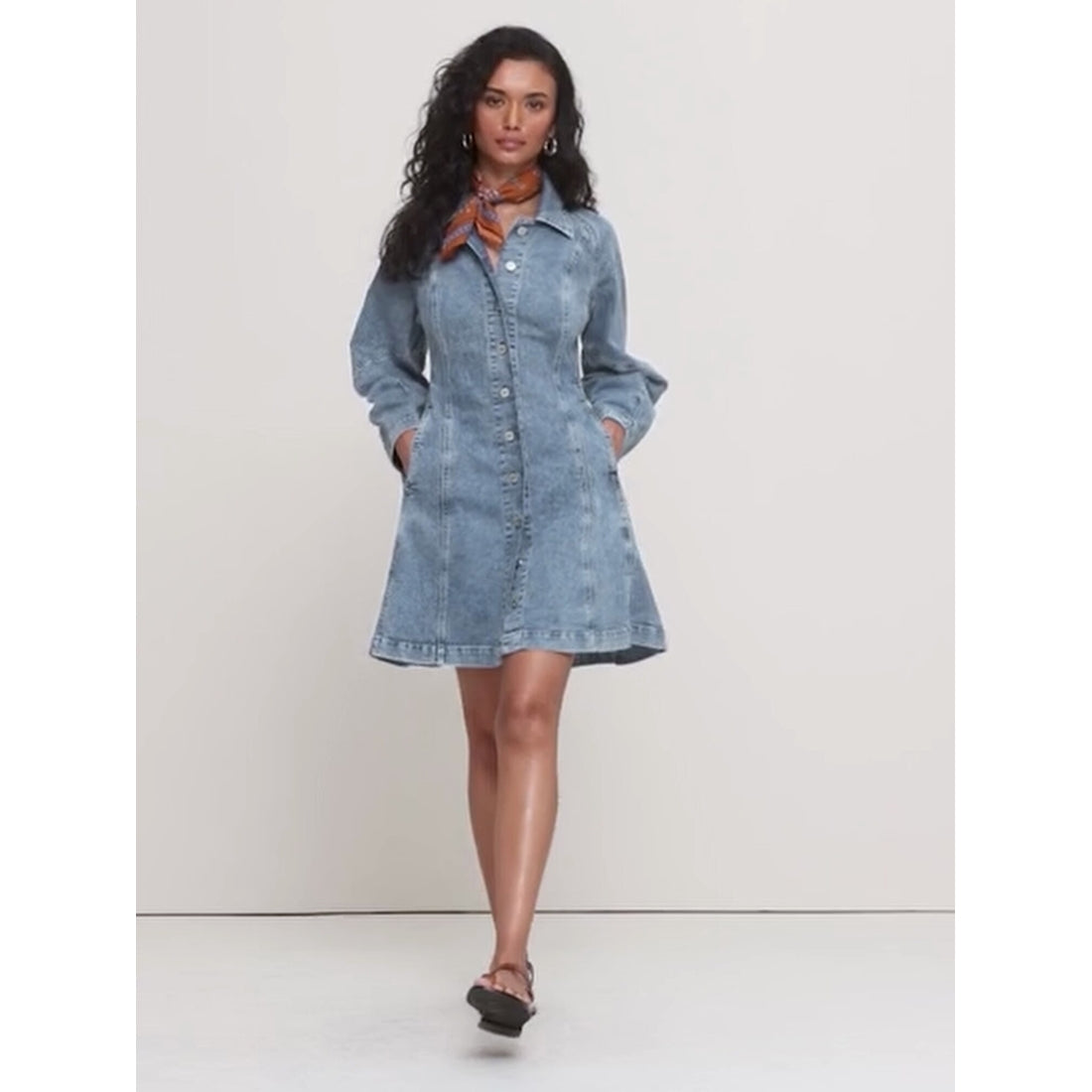 Women's Seamed Denim Mini Dress