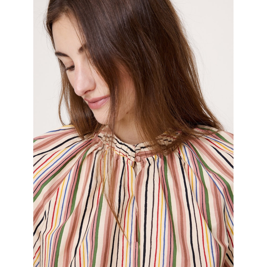 Women's Cotton Poplin Split-Neck Top