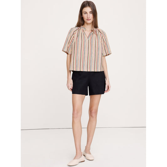 Women's Cotton Poplin Split-Neck Top