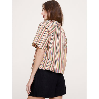 Women's Cotton Poplin Split-Neck Top