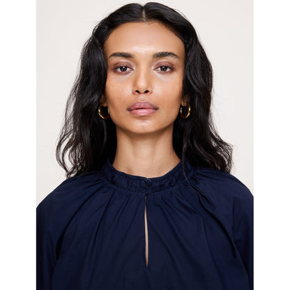 Women's Cotton Poplin Split-Neck Top