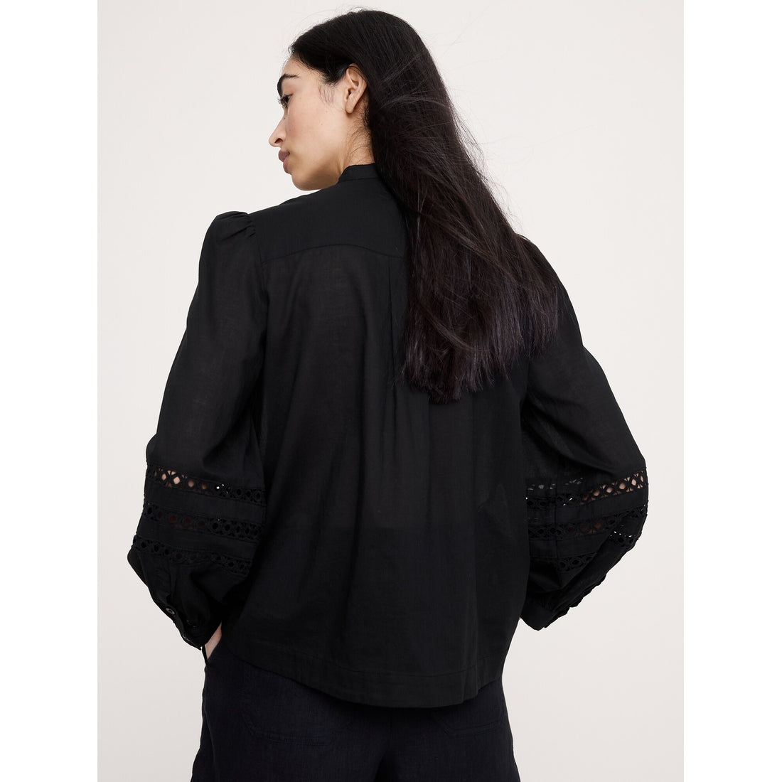 Women's Cotton Inset-Lace Blouse