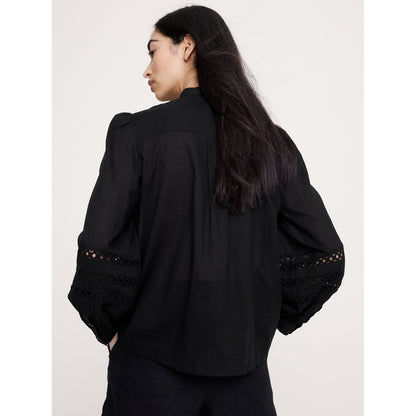 Women's Cotton Inset-Lace Blouse