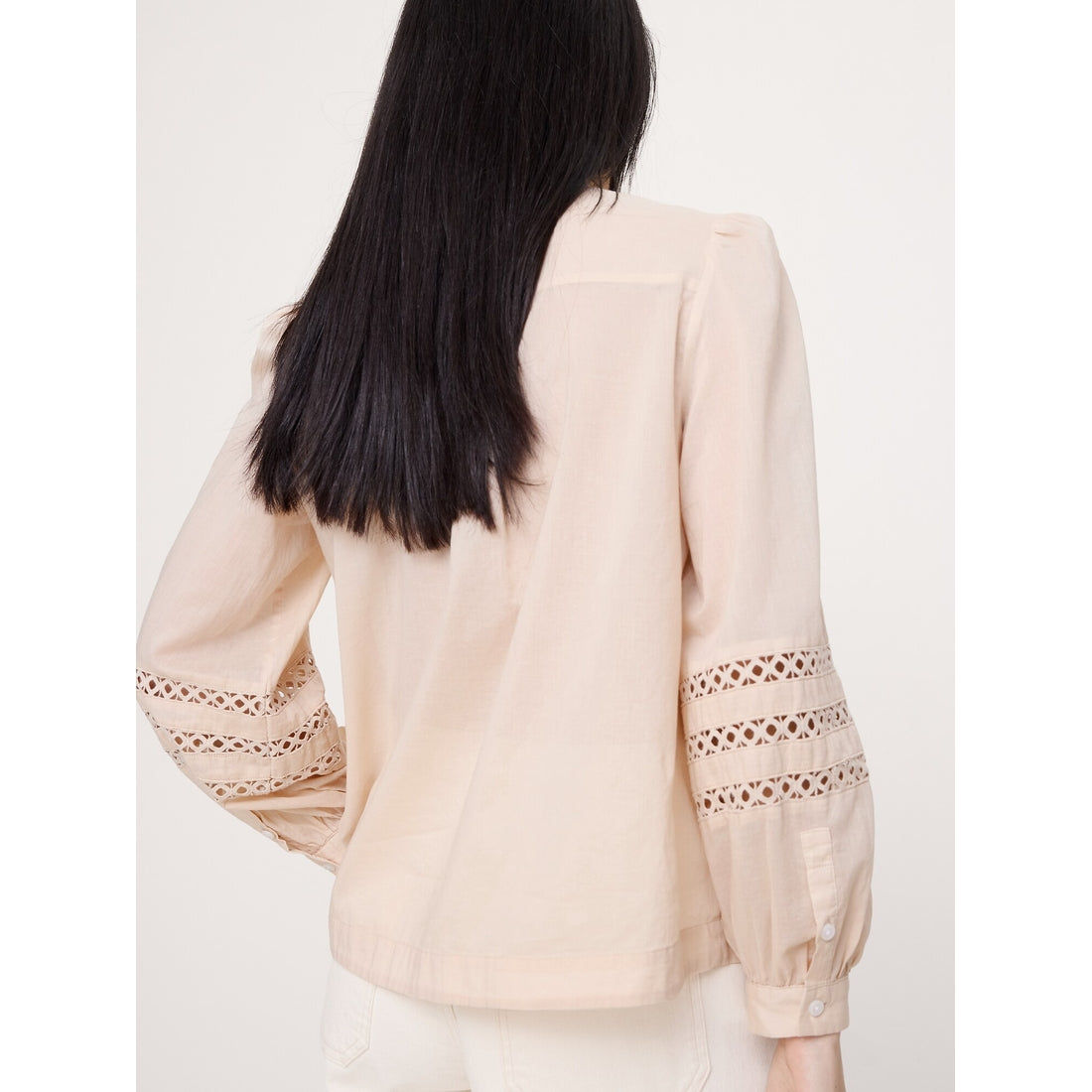 Women's Cotton Inset-Lace Blouse