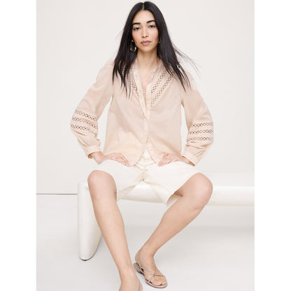 Women's Cotton Inset-Lace Blouse