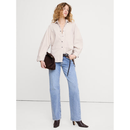 Women's Oversized Denim Utility Pocket Shirt