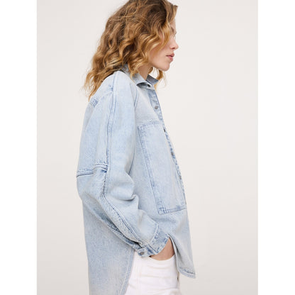 Women's Oversized Denim Utility Pocket Shirt