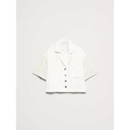 Women's Boxy Crop Tencel™-Linen Eyelet Shirt
