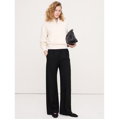 Women's High-Rise Wide-Leg Drapey Ponte Pull-On Pant