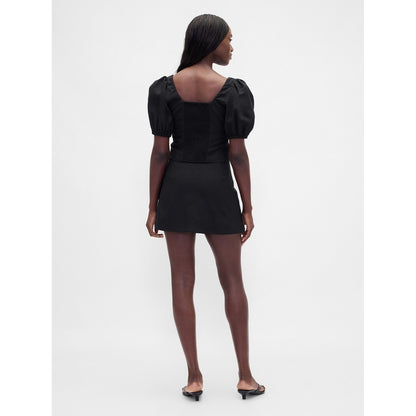 Women's Low Rise Linen-Blend Mini Skort