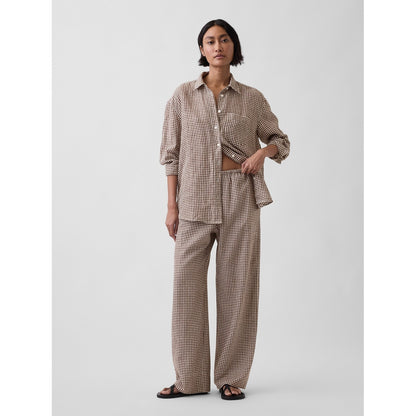 Women's Linen-Blend Easy Wide-Leg Pants