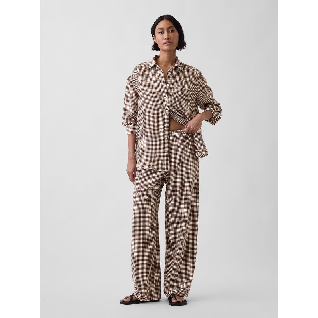 Women's Linen-Blend Easy Wide-Leg Pants