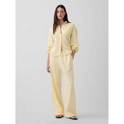 Women's Linen-Blend Easy Wide-Leg Pants