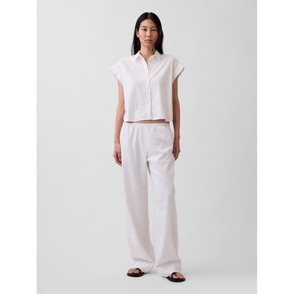 Women's Linen-Blend Easy Wide-Leg Pants