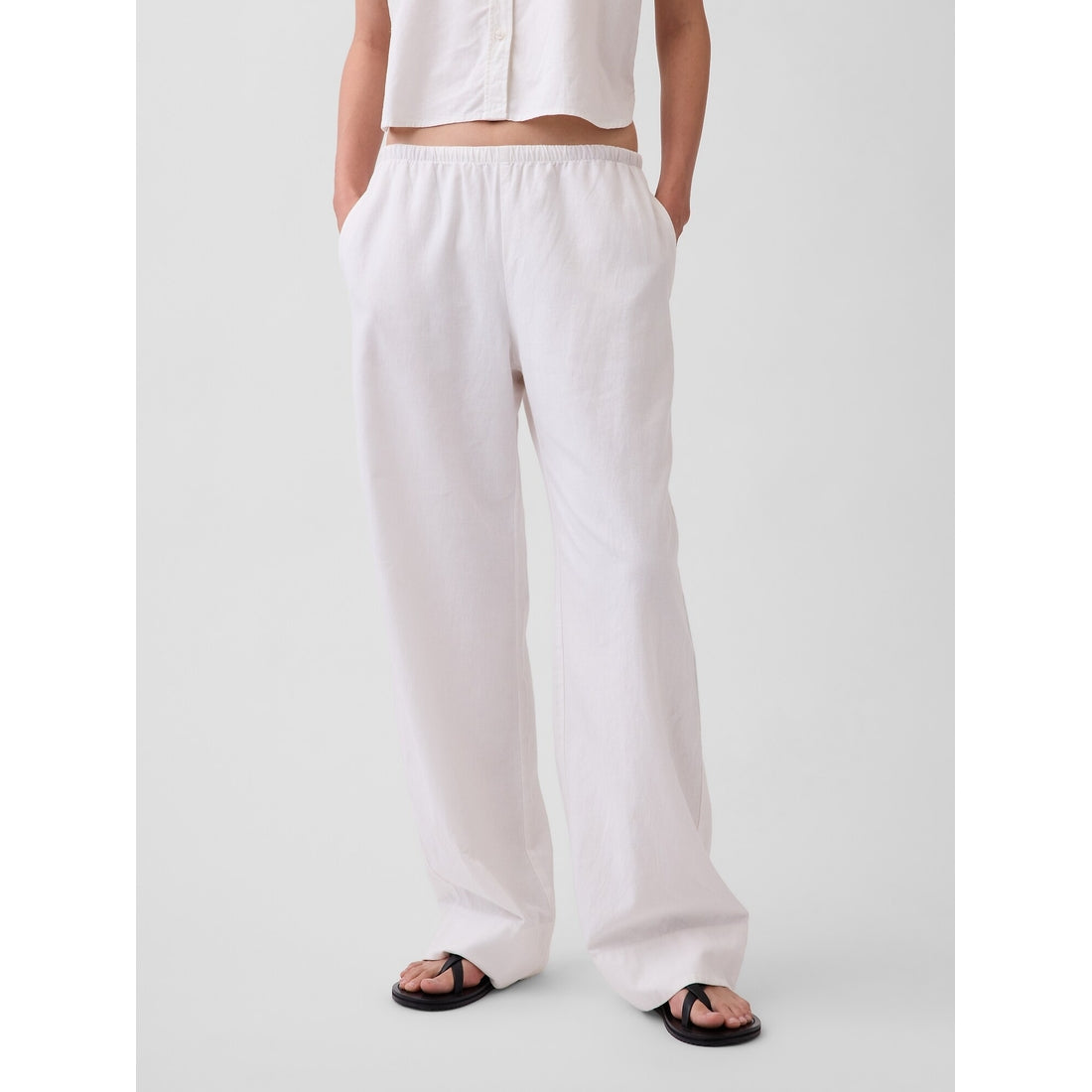Women's Linen-Blend Easy Wide-Leg Pants