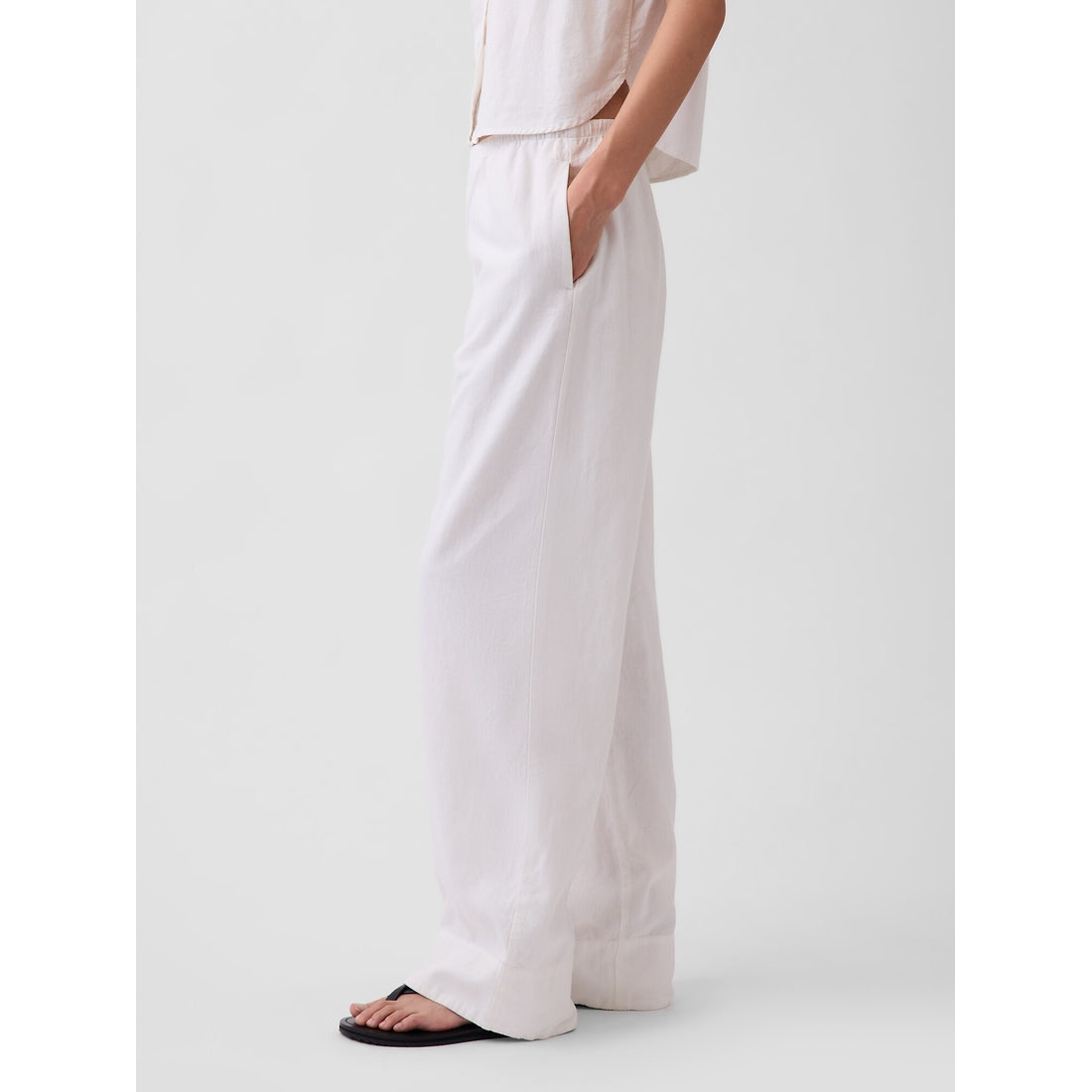 Women's Linen-Blend Easy Wide-Leg Pants