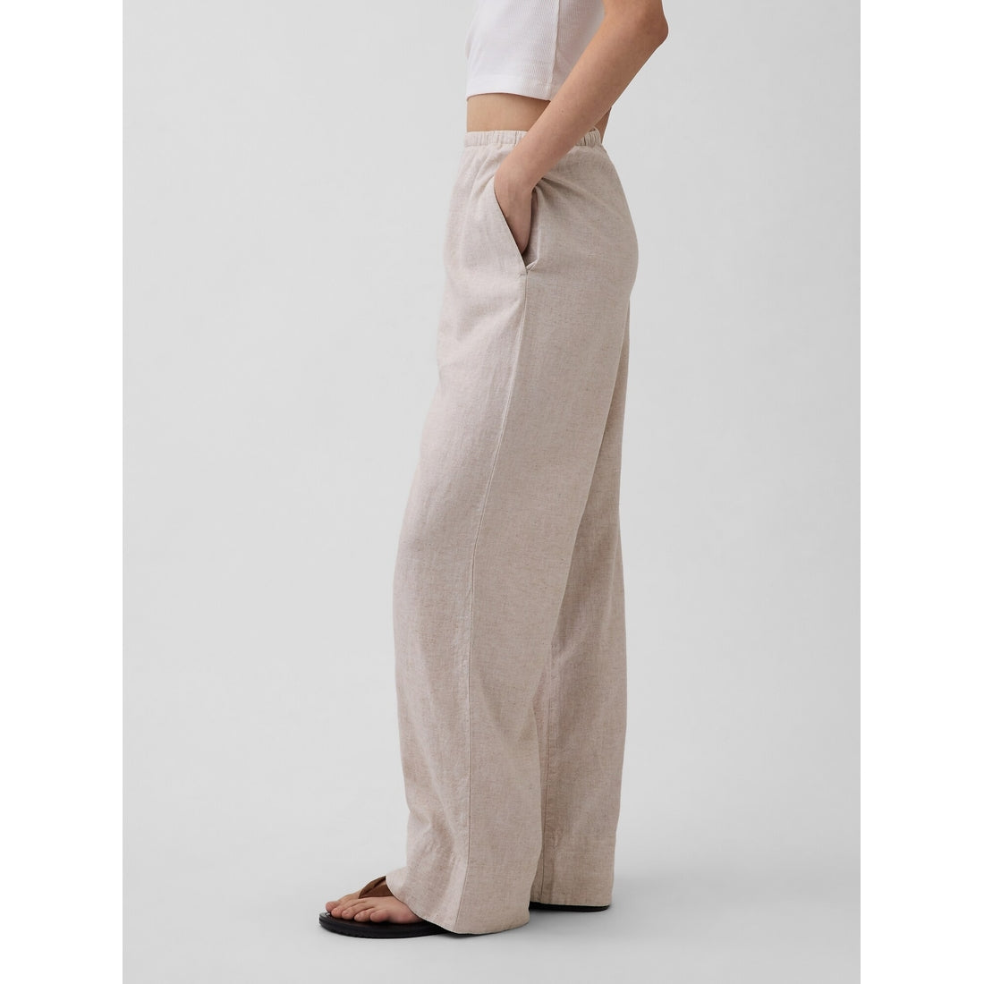 Women's Linen-Blend Easy Wide-Leg Pants