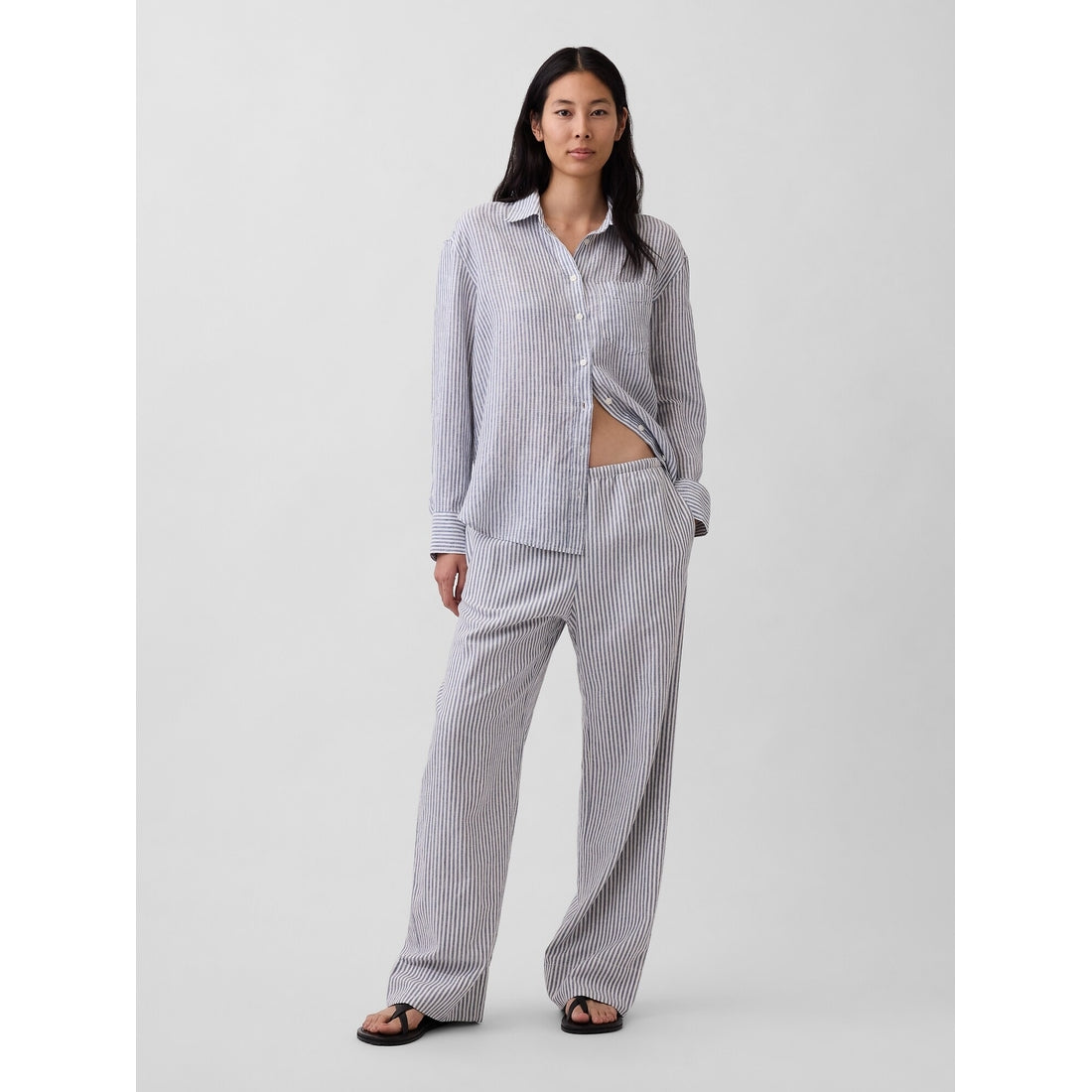 Women's Linen-Blend Easy Wide-Leg Pants