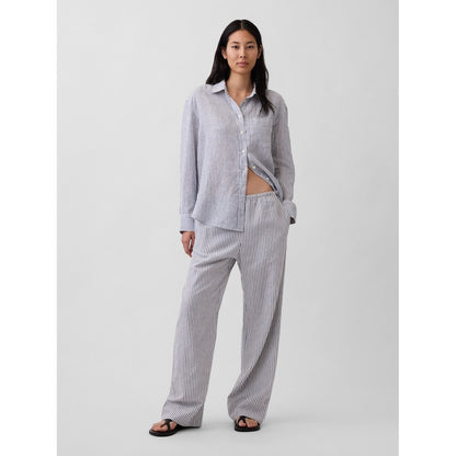 Women's Linen-Blend Easy Wide-Leg Pants