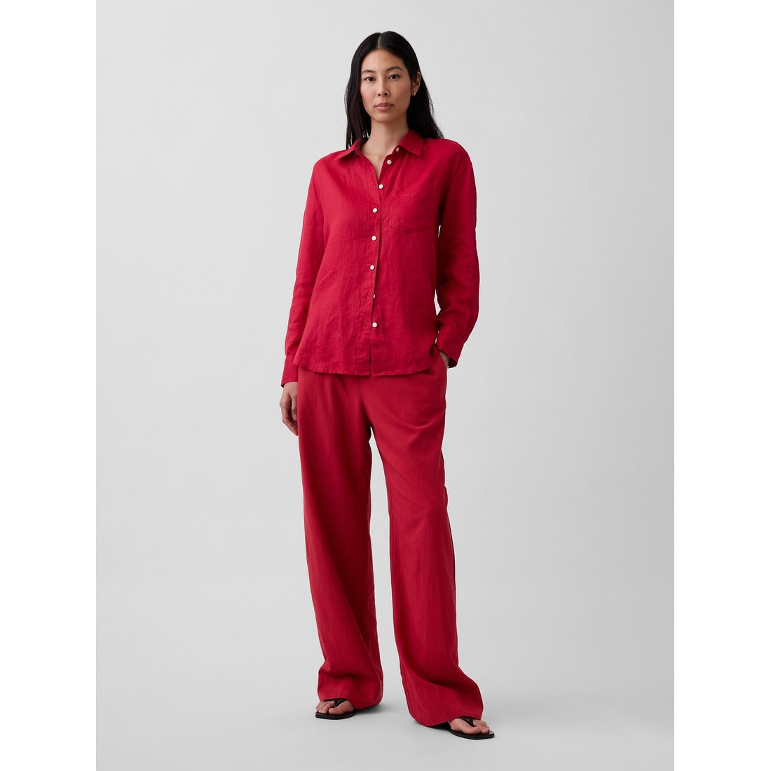 Women's Linen-Blend Easy Wide-Leg Pants