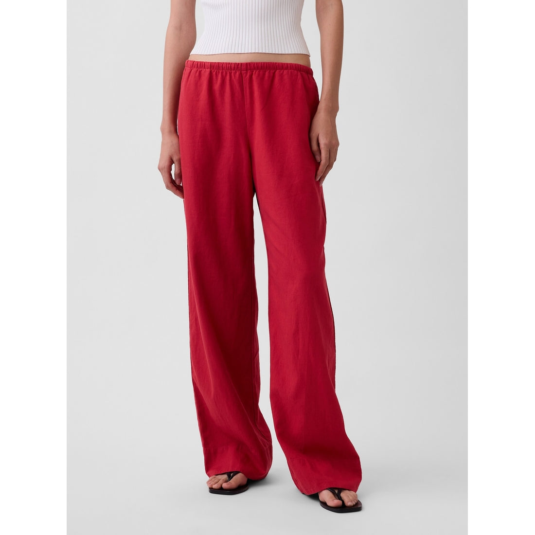 Women's Linen-Blend Easy Wide-Leg Pants