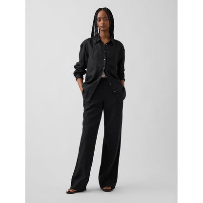 Women's Linen-Blend Easy Wide-Leg Pants