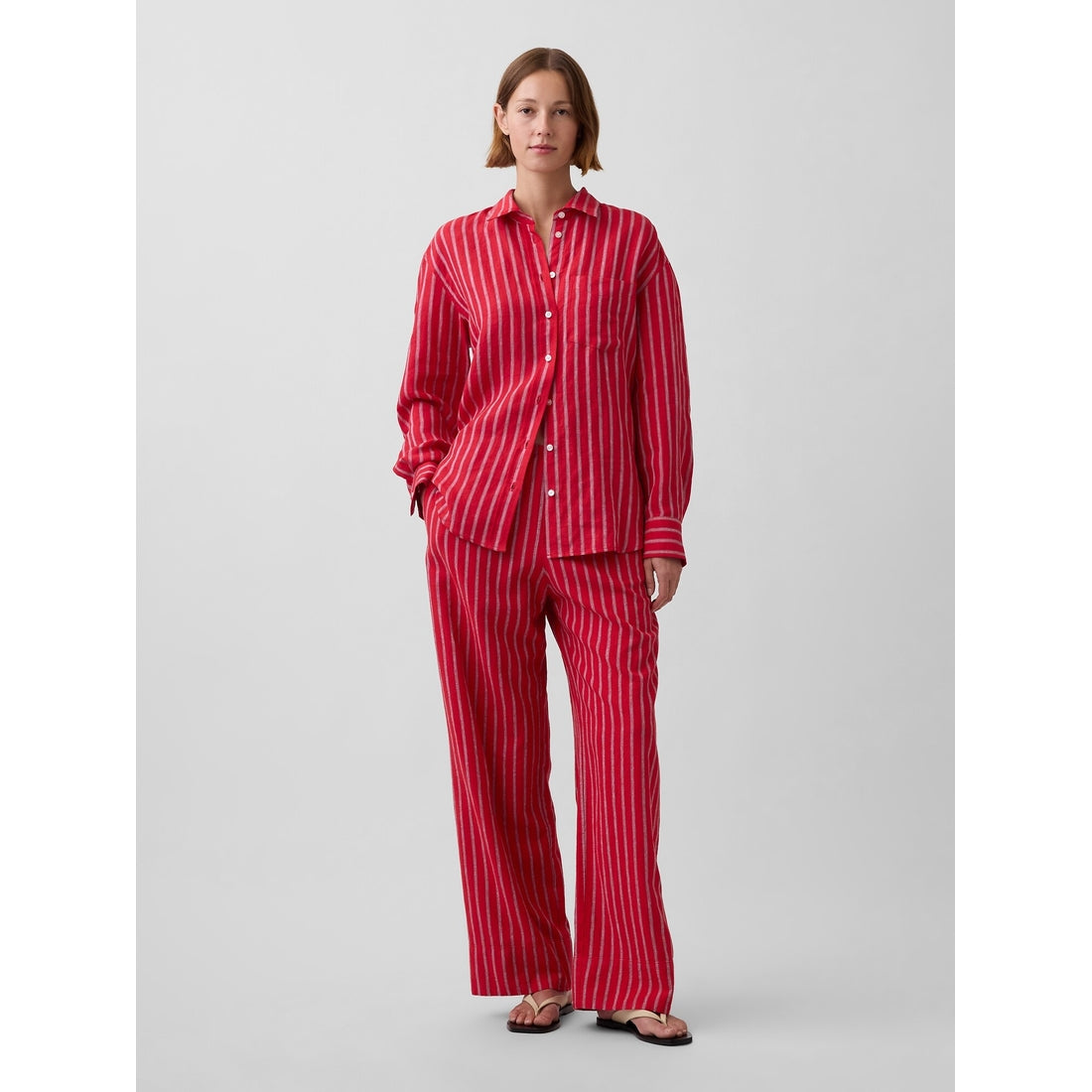 Women's Linen-Blend Easy Wide-Leg Pants