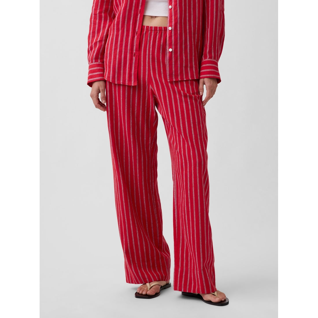 Women's Linen-Blend Easy Wide-Leg Pants