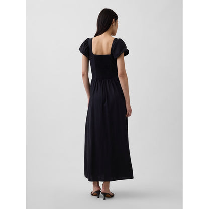 Women's Linen-Blend Drop-Waist Maxi Dress
