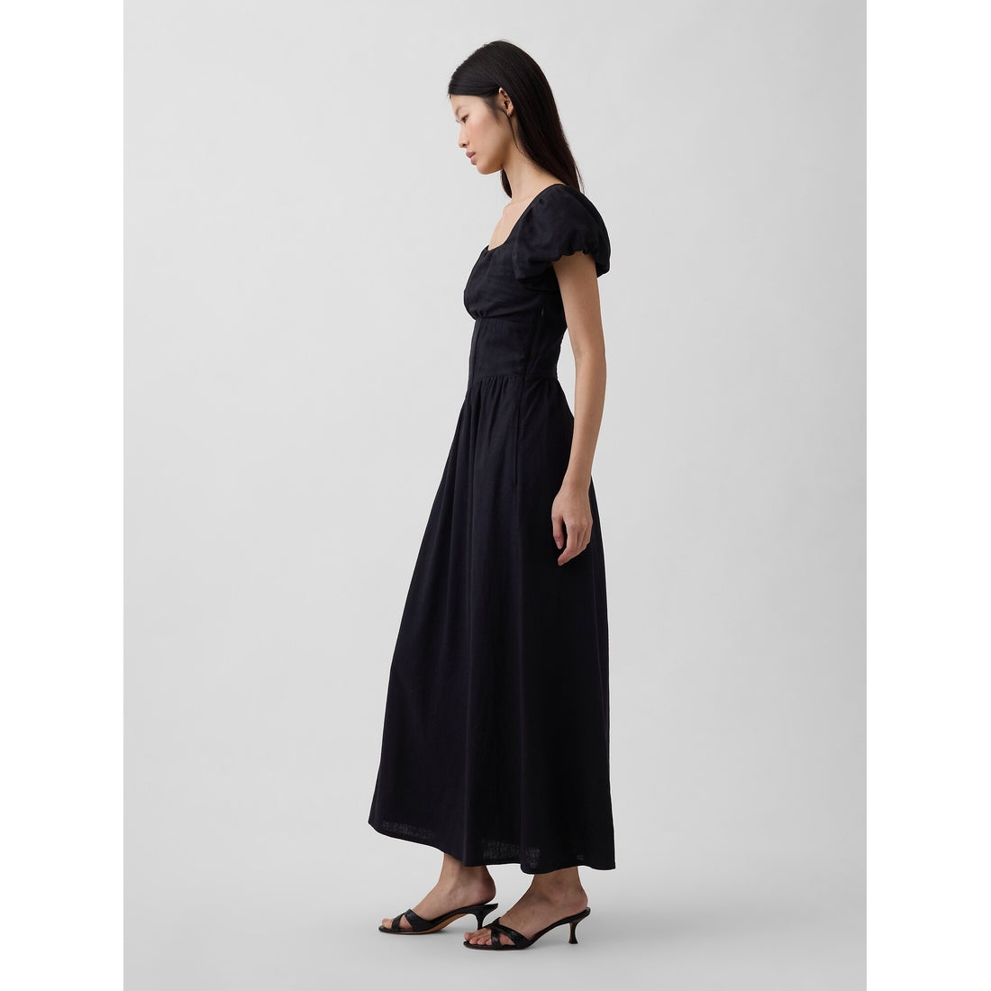 Women's Linen-Blend Drop-Waist Maxi Dress
