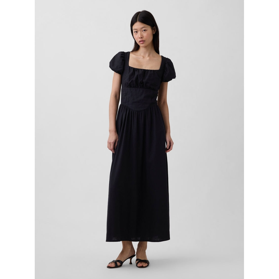 Women's Linen-Blend Drop-Waist Maxi Dress
